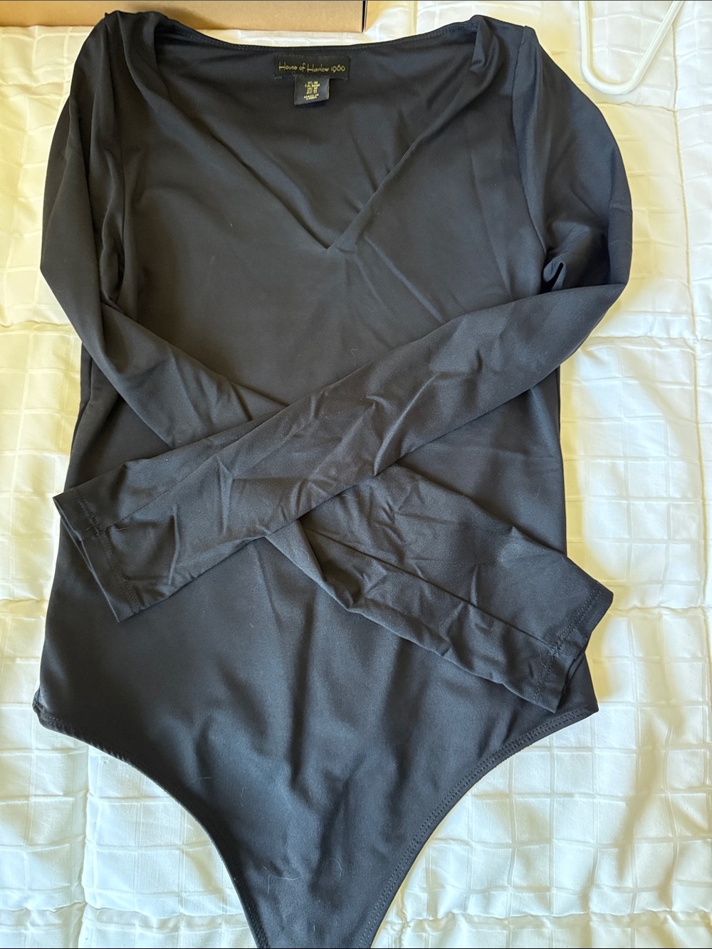 House of Harlow 1960 Black V-Neck Long Sleeve Bodysuit